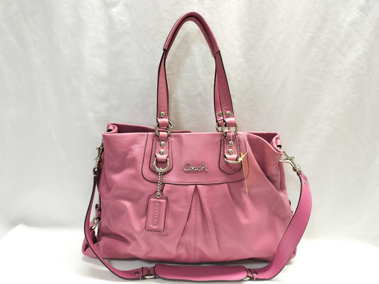 COACH Leather Tote/F/Pink Tote Bag