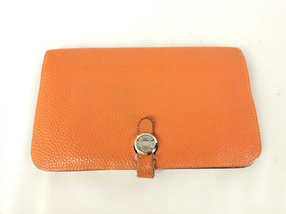 HERMES [Engraved] □H Dogon Orange / □H Wallet
