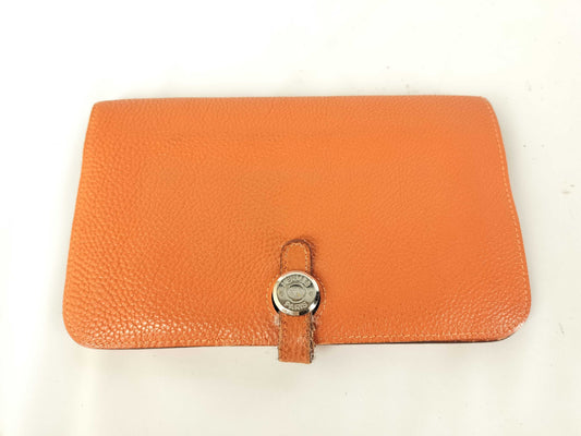 HERMES [Engraved] □H Dogon Orange / □H Wallet