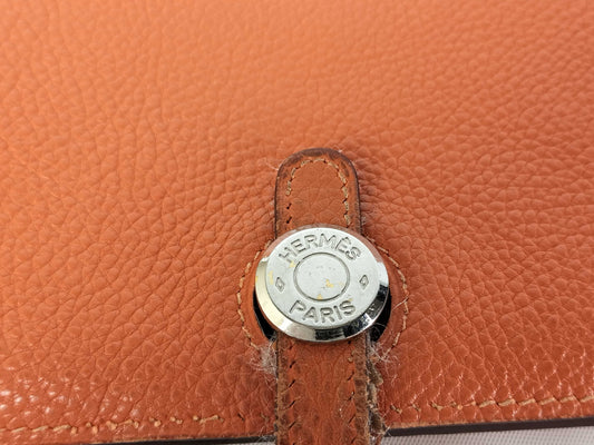 HERMES [Engraved] □H Dogon Orange / □H Wallet