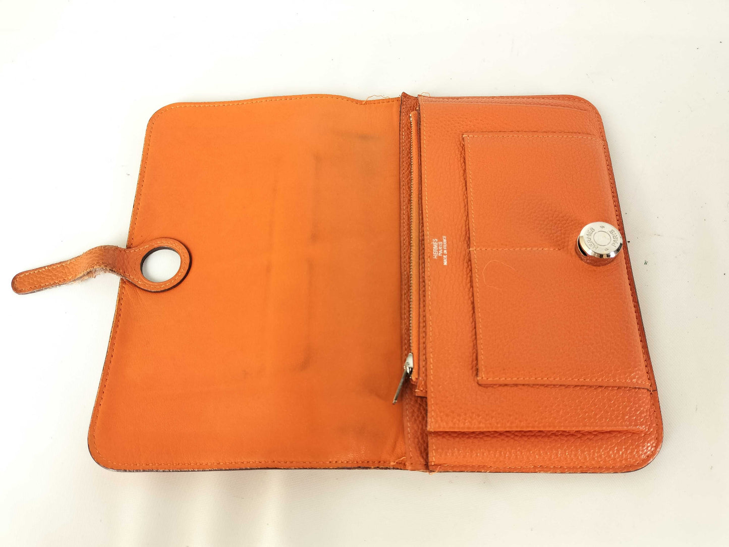 HERMES [Engraved] □H Dogon Orange / □H Wallet