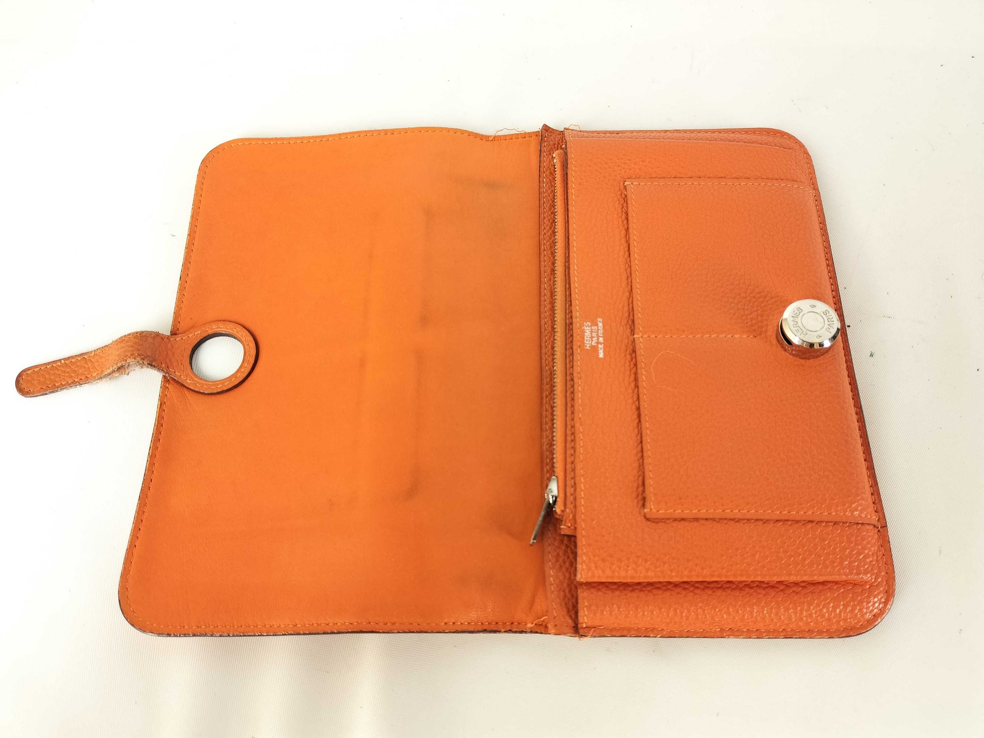 HERMES [Engraved] □H Dogon Orange / □H Wallet