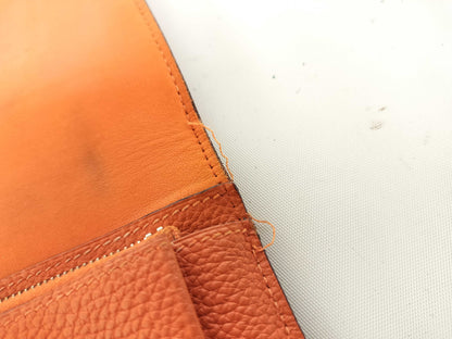 HERMES [Engraved] □H Dogon Orange / □H Wallet