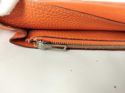 HERMES [Engraved] □H Dogon Orange / □H Wallet