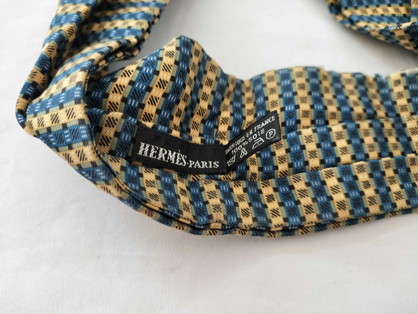 HERMES Carre Ascot Tie Blue Scarf