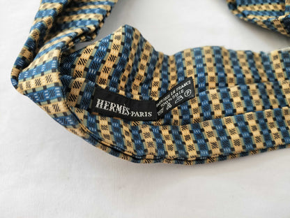 HERMES Carre Ascot Tie Blue Scarf
