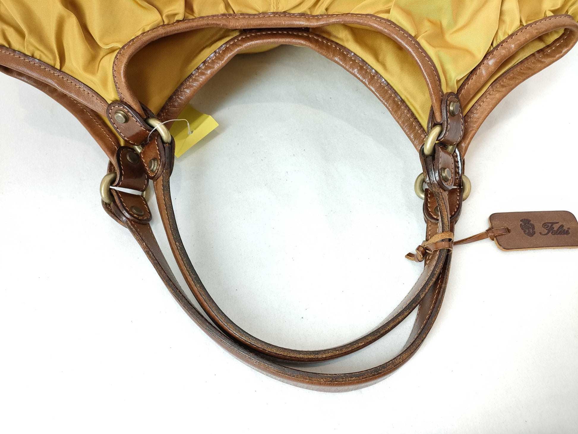 Felisi nylon and leather tote bag in yellow