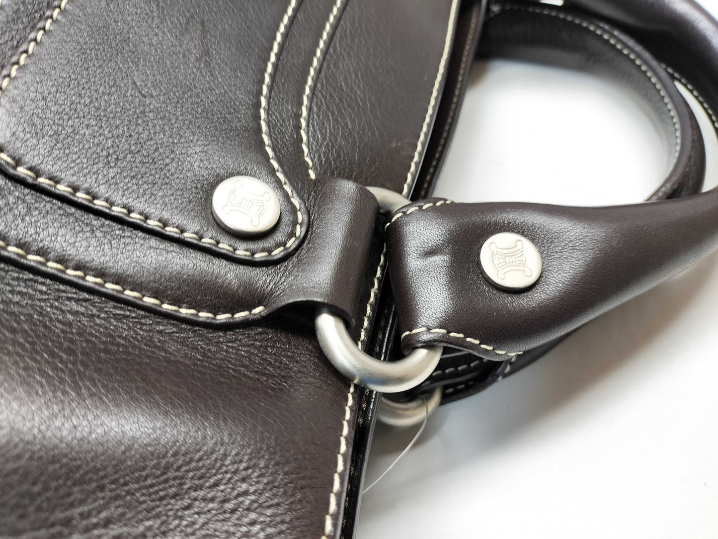 CELINE Leather Dark Brown Handbag