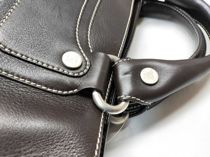 CELINE Leather Dark Brown Handbag