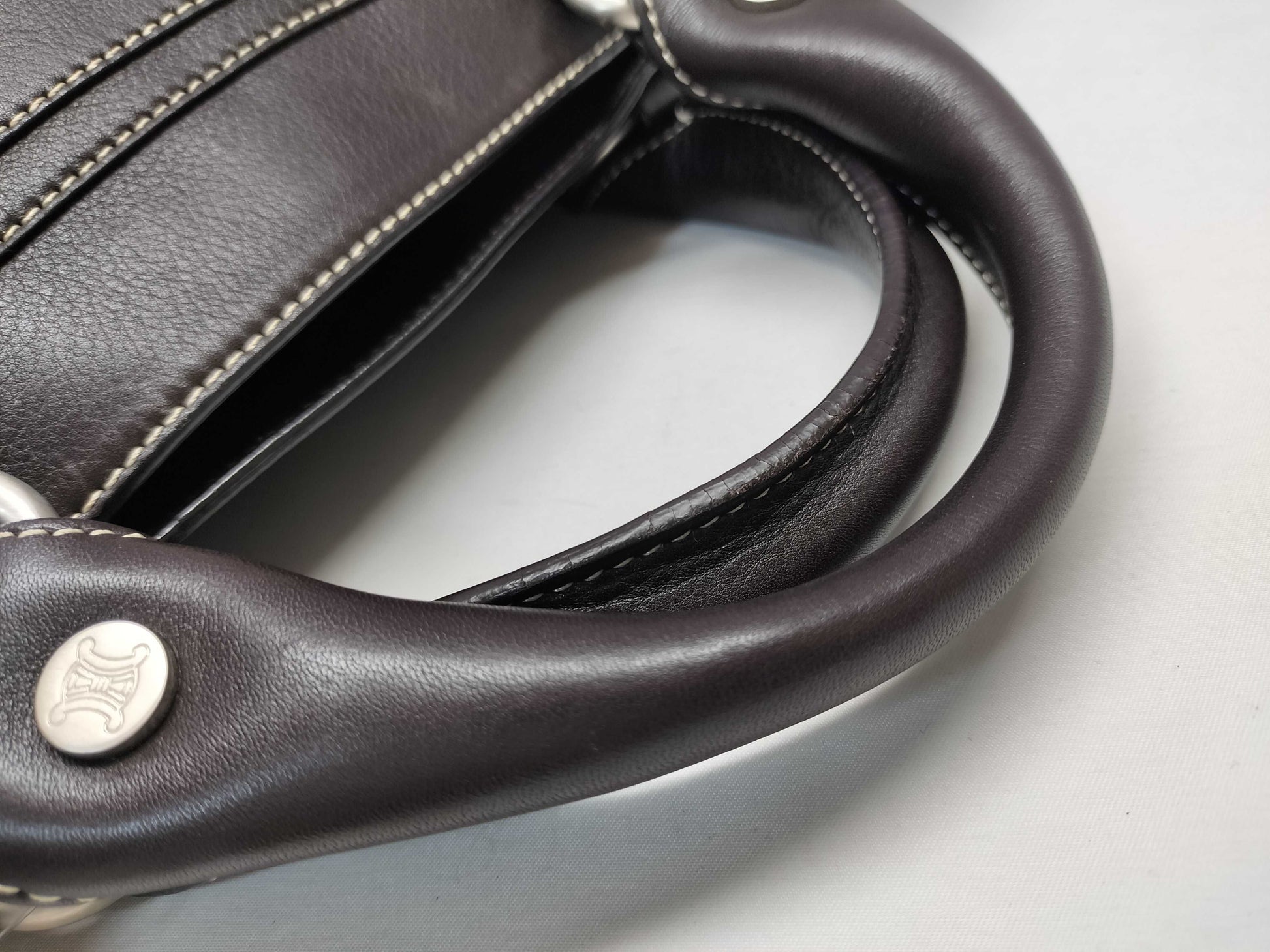 CELINE Leather Dark Brown Handbag