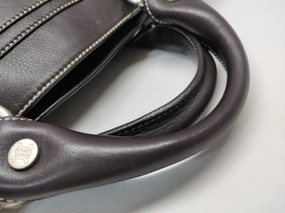CELINE Leather Dark Brown Handbag