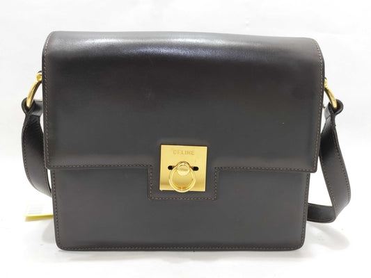 CELINE Leather Shoulder Bag with Gold Hardware