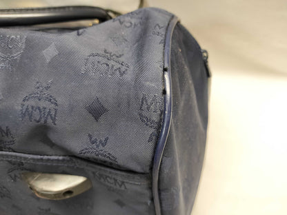 MCM 7623S MCM Boston Bag Blue Logo Nylon Boston Bag