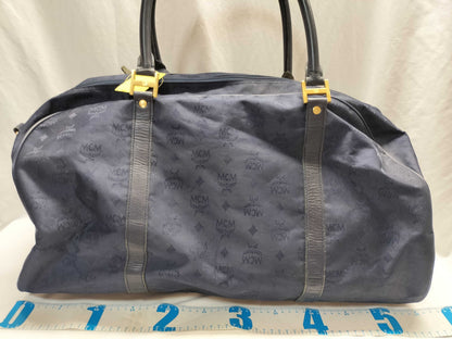 MCM 7623S MCM Boston Bag Blue Logo Nylon Boston Bag