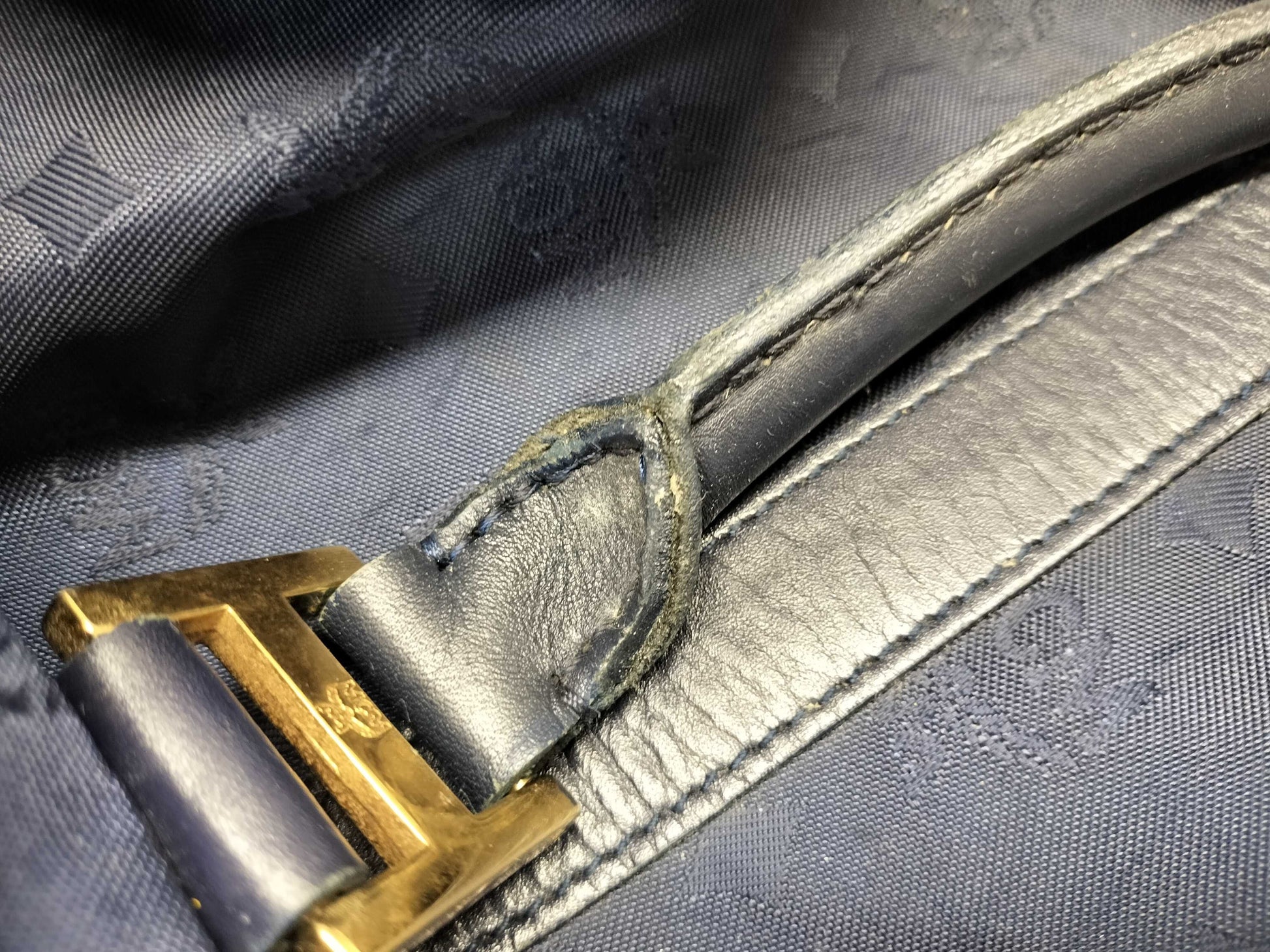 MCM 7623S MCM Boston Bag Blue Logo Nylon Boston Bag