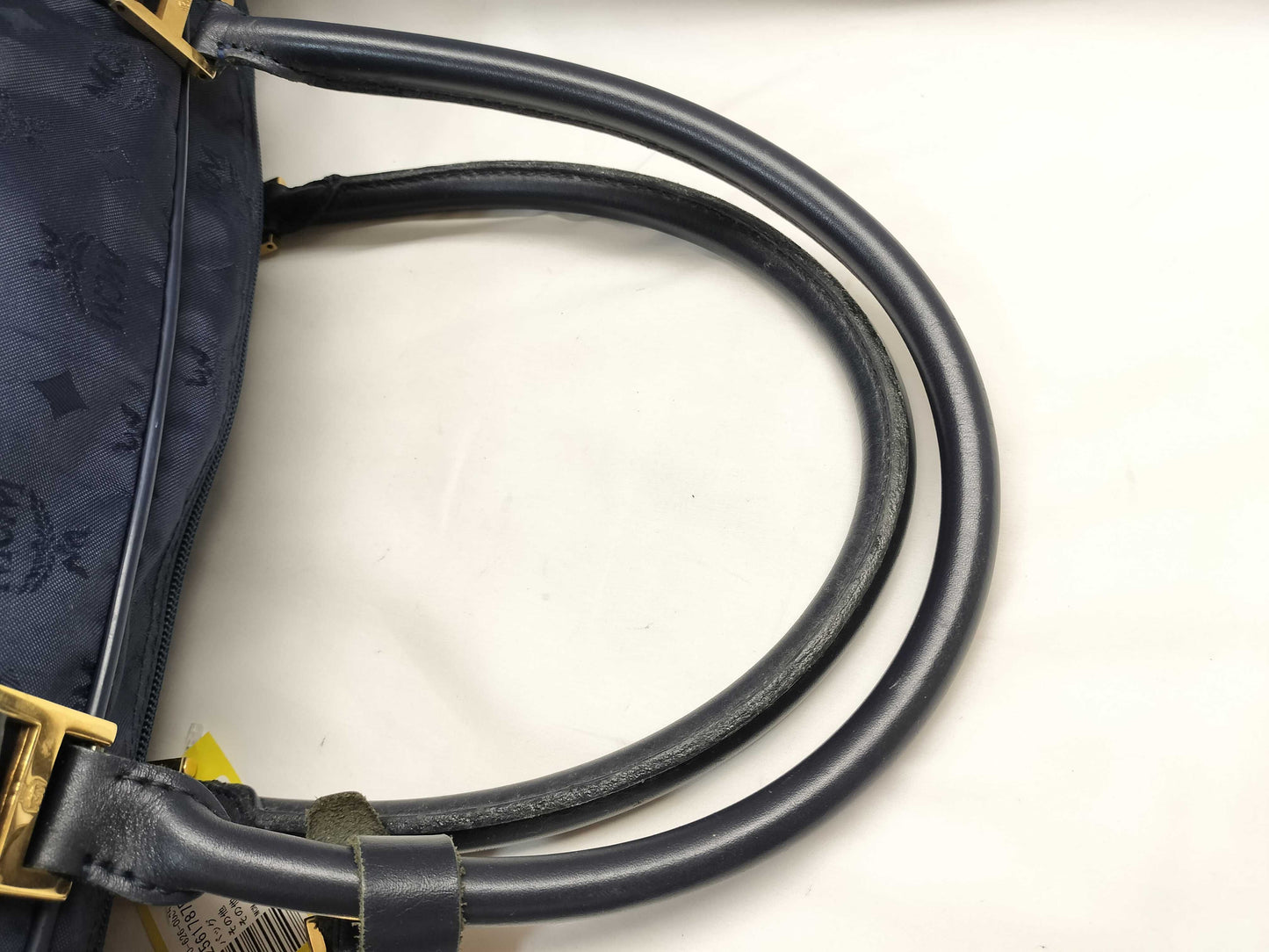 MCM 7623S MCM Boston Bag Blue Logo Nylon Boston Bag