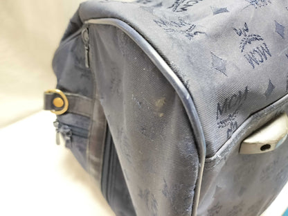 MCM 7623S MCM Boston Bag Blue Logo Nylon Boston Bag