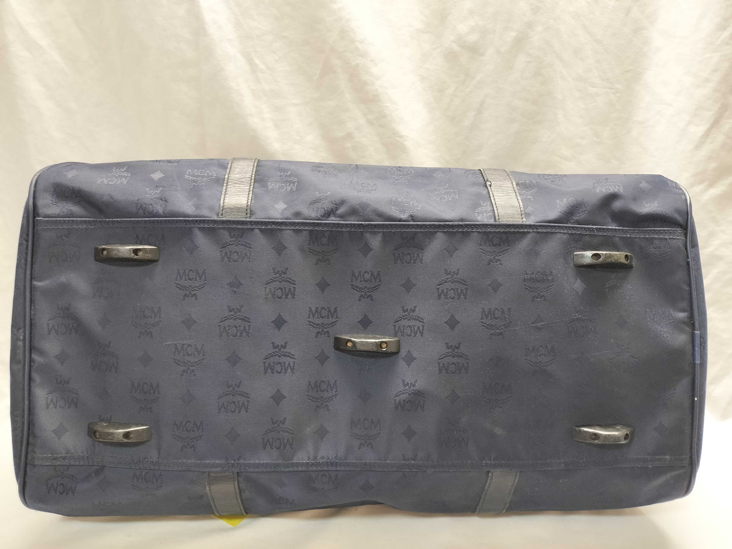 MCM 7623S MCM Boston Bag Blue Logo Nylon Boston Bag