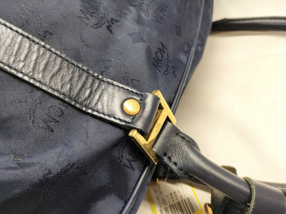 MCM 7623S MCM Boston Bag Blue Logo Nylon Boston Bag