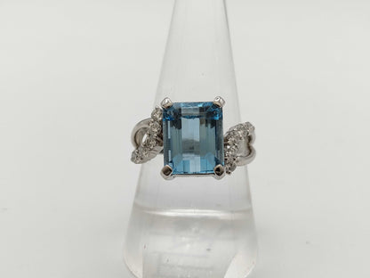 AQ 5.48ct D 0.44ct Pt900 9.1g Ring 