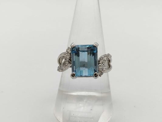 AQ 5.48ct D 0.44ct Pt900 9.1g Ring 