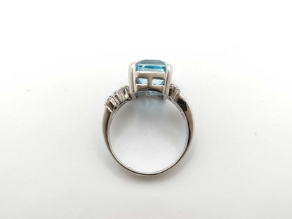 AQ 5.48ct D 0.44ct Pt900 9.1g Ring 
