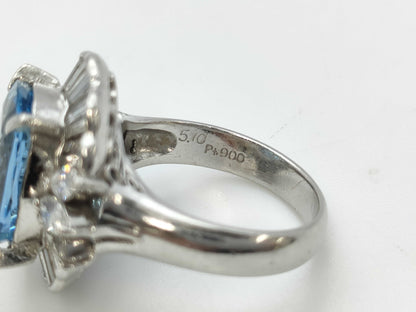 AQ5.10ct D1.34ct Pt900 11.5g Ring 