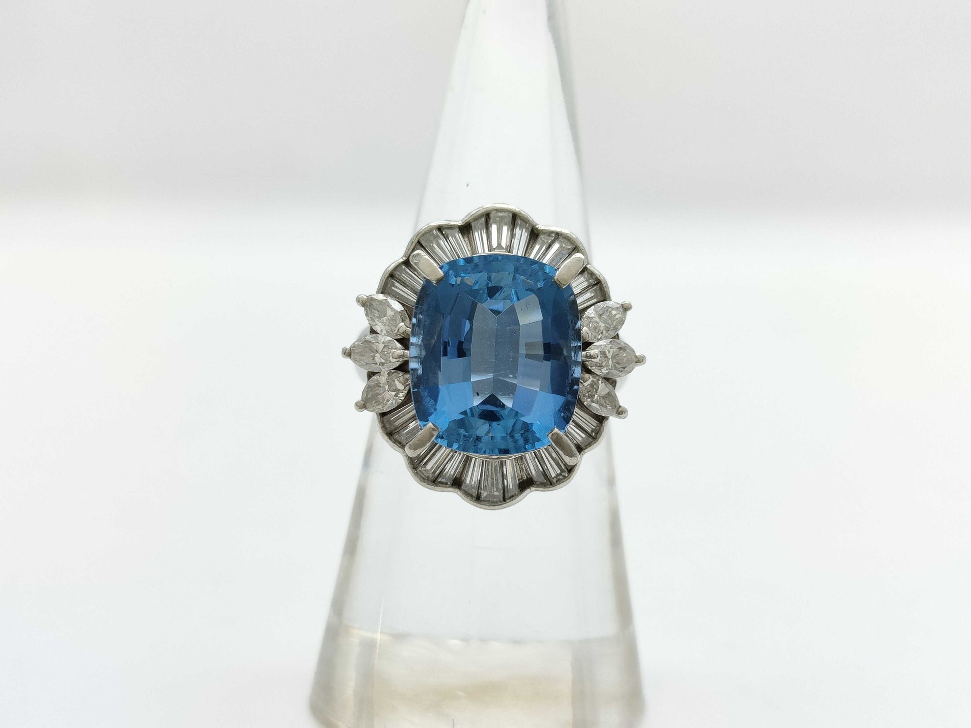 AQ5.10ct D1.34ct Pt900 11.5g Ring 