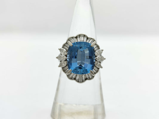 AQ5.10ct D1.34ct Pt900 11.5g Ring 
