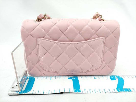 CHANEL Lambskin Single Mini Matelasse Chain Pink Shoulder Bag 