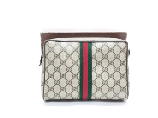 GUCCI 89・01・012 GG Supreme Clutch Bag, Second Bag, Sherry Second Bag