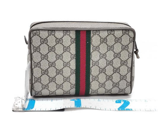 GUCCI 89・01・012 GG Supreme Clutch Bag, Second Bag, Sherry Second Bag