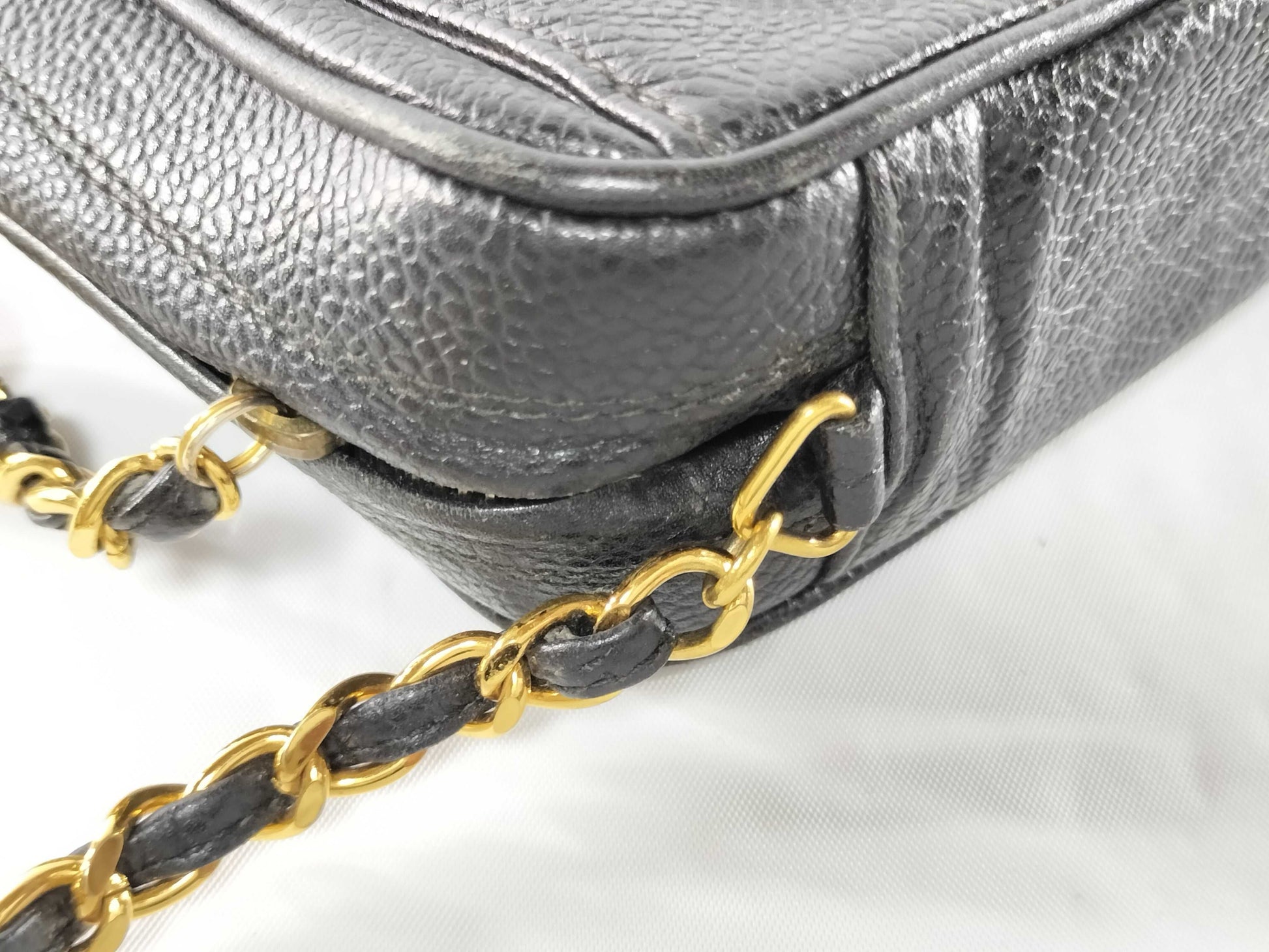CHANEL Seal 3rd Series Caviar Skin Triple Coco Chain Shoulder Bag