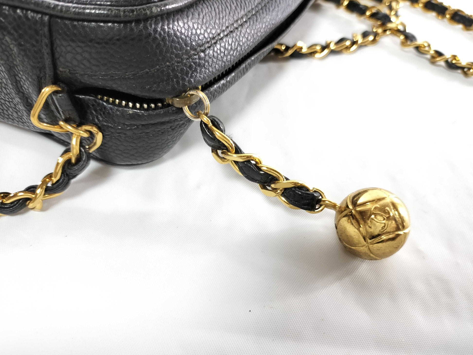 CHANEL Seal 3rd Series Caviar Skin Triple Coco Chain Shoulder Bag