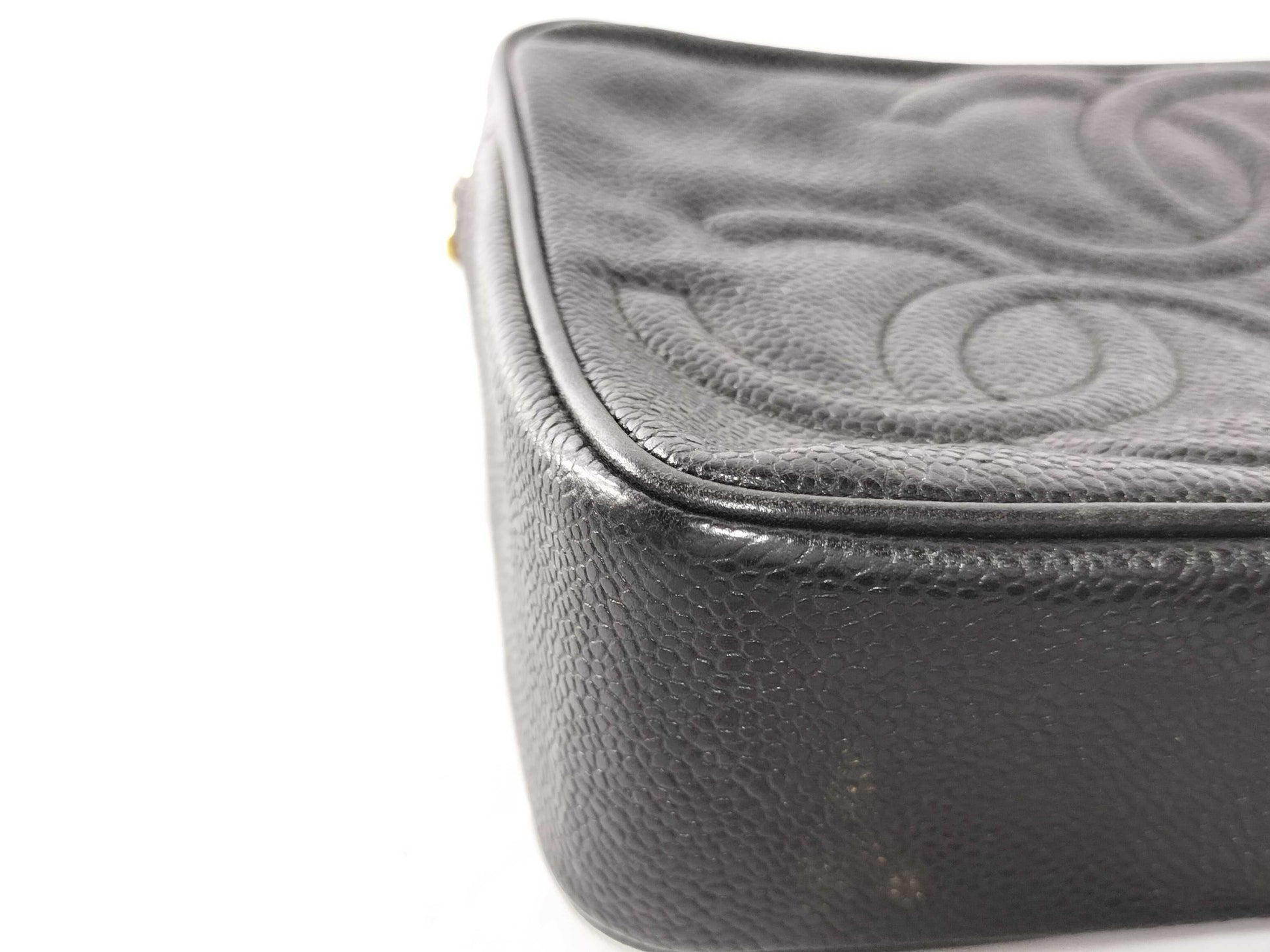 CHANEL Seal 3rd Series Caviar Skin Triple Coco Chain Shoulder Bag
