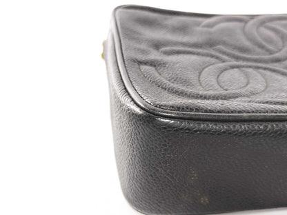 CHANEL Seal 3rd Series Caviar Skin Triple Coco Chain Shoulder Bag