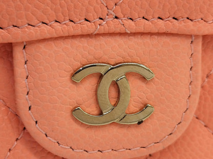 CHANEL Random Number Caviar Leather Matelasse Bi-fold Wallet Pink