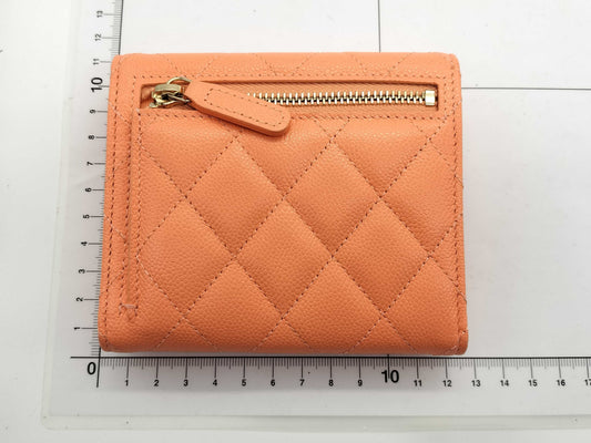 CHANEL Random Number Caviar Leather Matelasse Bi-fold Wallet Pink