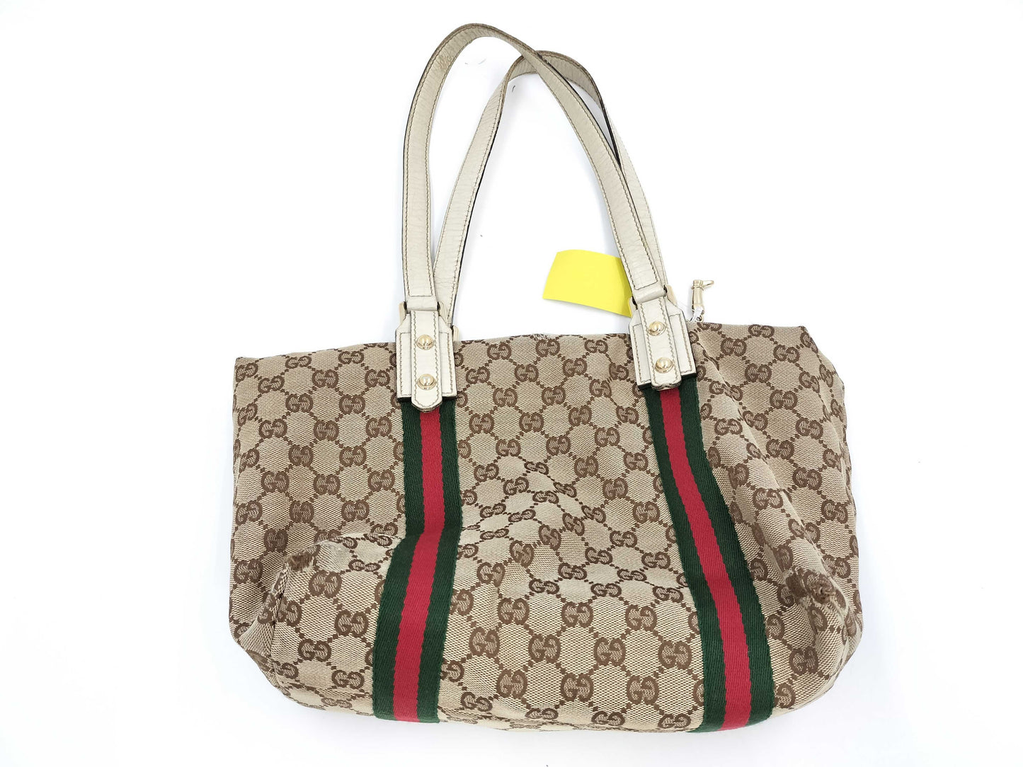 GUCCI 137396 GG Canvas Sherry Line Tote Bag