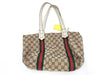 GUCCI 137396 GG Canvas Sherry Line Tote Bag