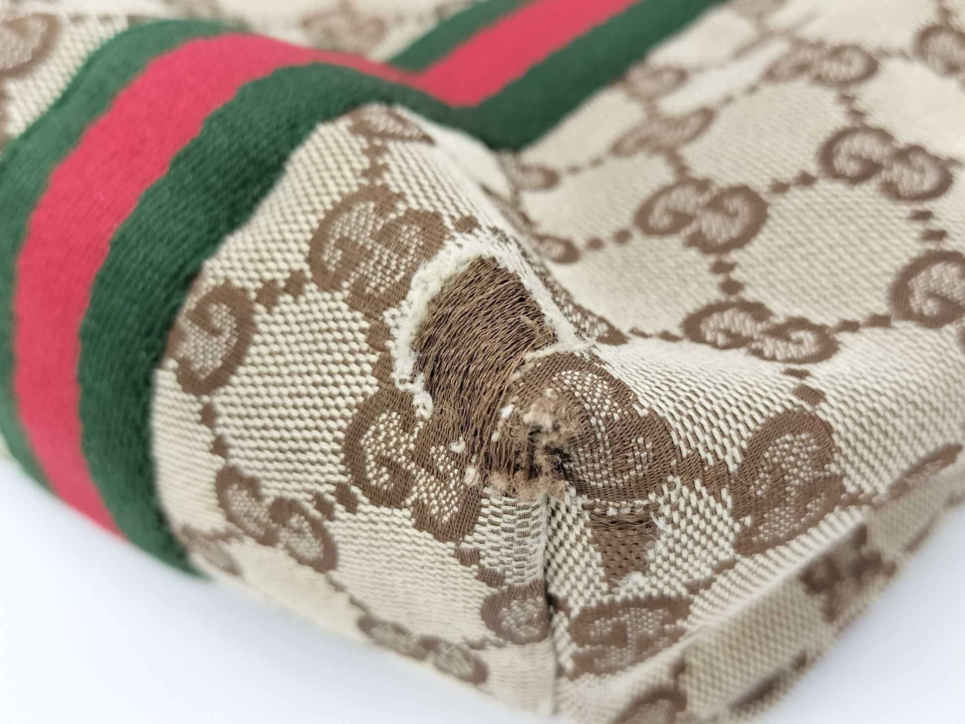 GUCCI 137396 GG Canvas Sherry Line Tote Bag