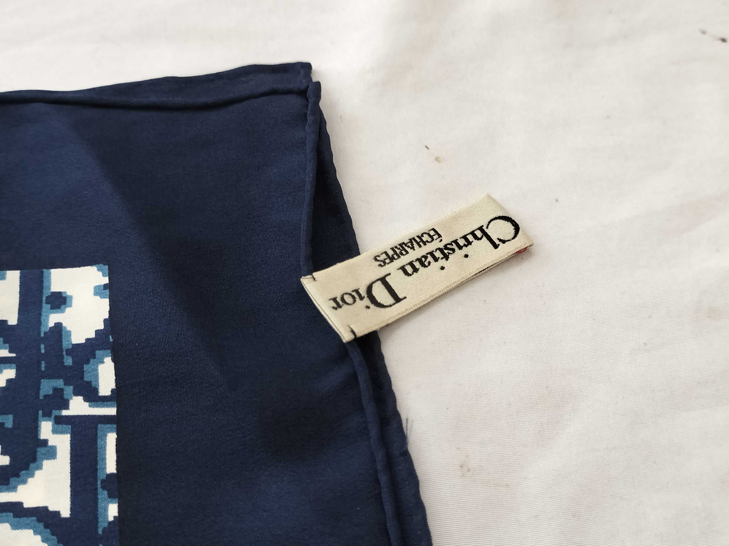Dior Trotter Trotter Navy x White Scarf