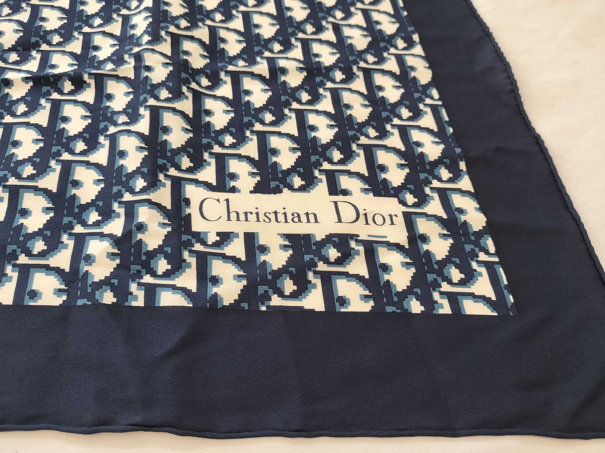 Dior Trotter Trotter Navy x White Scarf