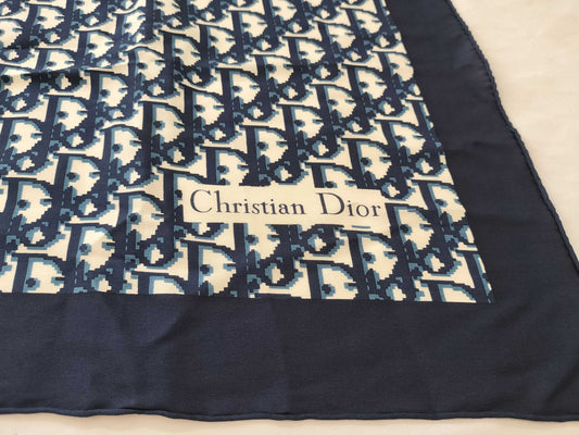 Dior Trotter Trotter Navy x White Scarf