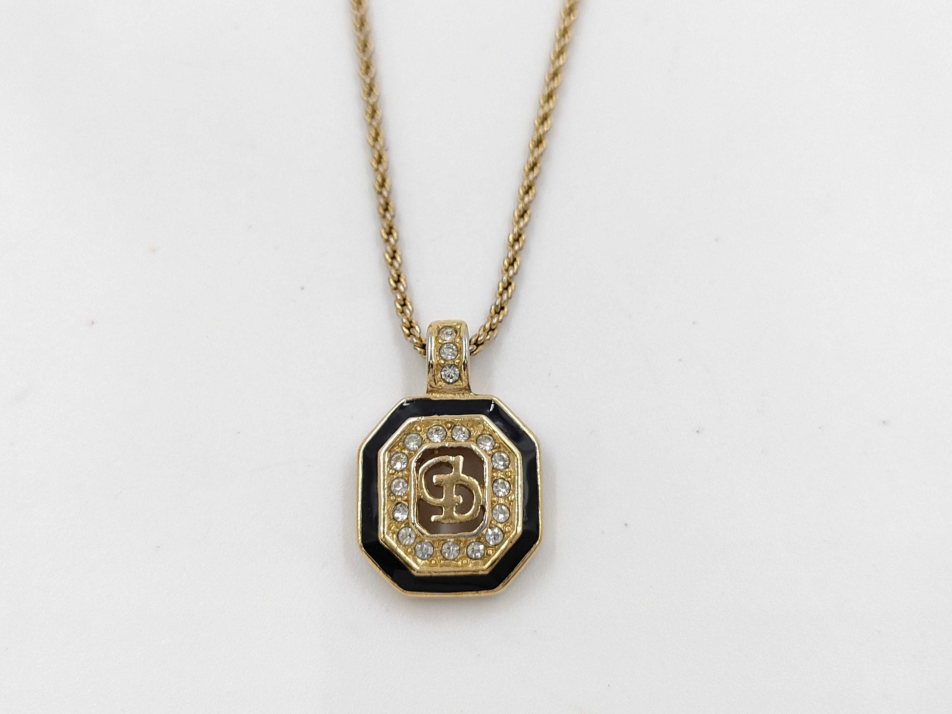 Dior Rhinestone CD Logo Necklace
