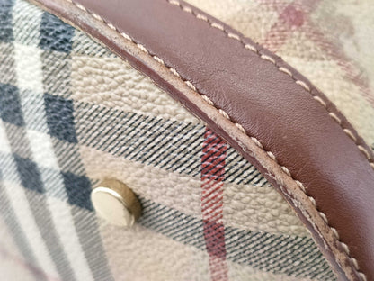 BURBERRY Check Bucket Tote Shoulder Bag
