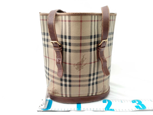 BURBERRY Check Bucket Tote Shoulder Bag