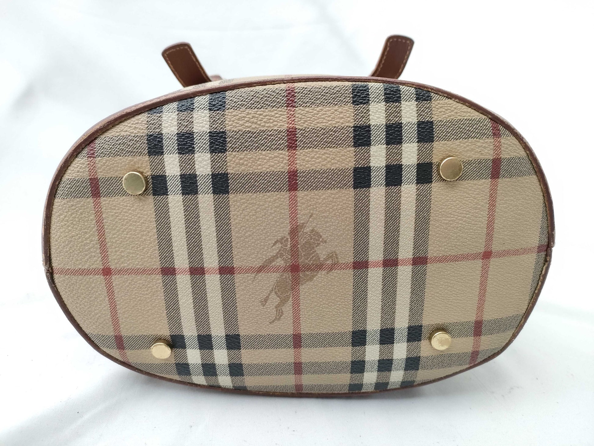 BURBERRY Check Bucket Tote Shoulder Bag