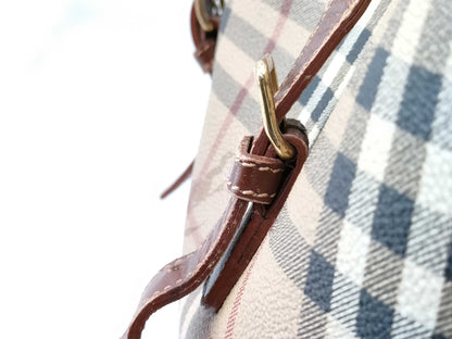 BURBERRY Check Bucket Tote Shoulder Bag