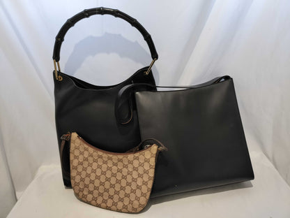 GUCCI Bamboo Leather Bag/Pouch Set Shoulder Bag